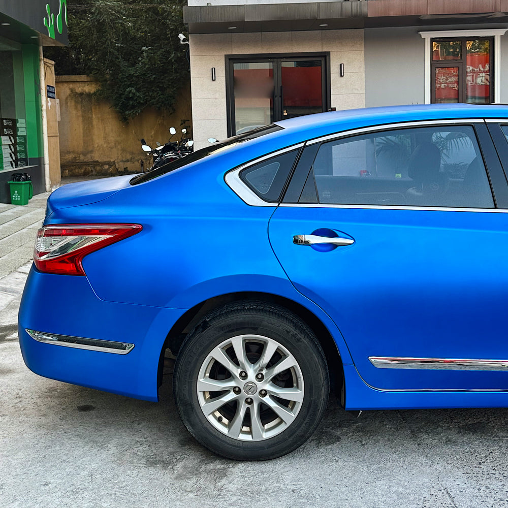 Satin-Chrom Seiden-Azur Vinylfolie