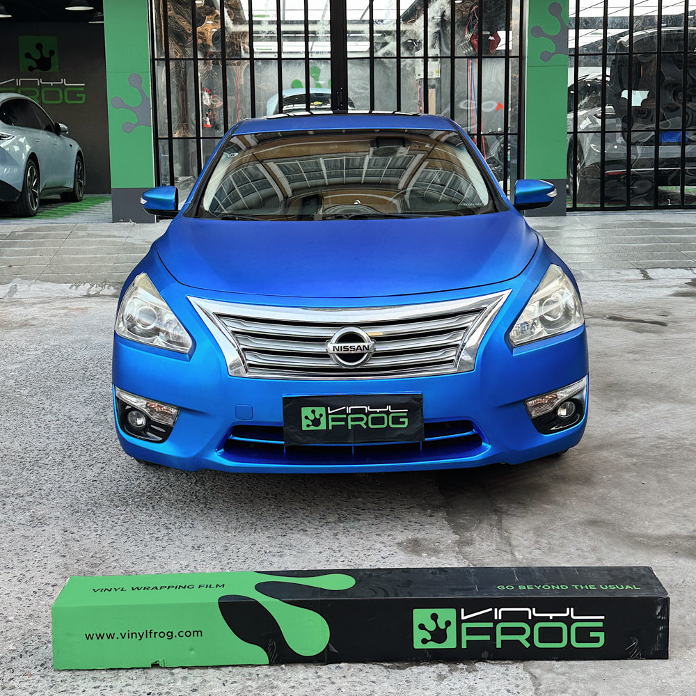 Satin-Chrom Seiden-Azur Vinylfolie