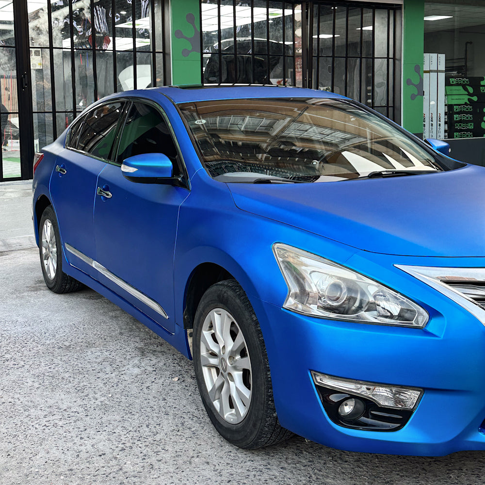 Satin-Chrom Seiden-Azur Vinylfolie