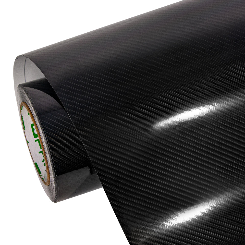 Glänzende Spirale Schwarze Carbonfaser Vinylfolie