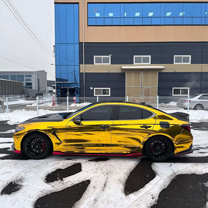 Spiegelchrom-goldene Autofolie