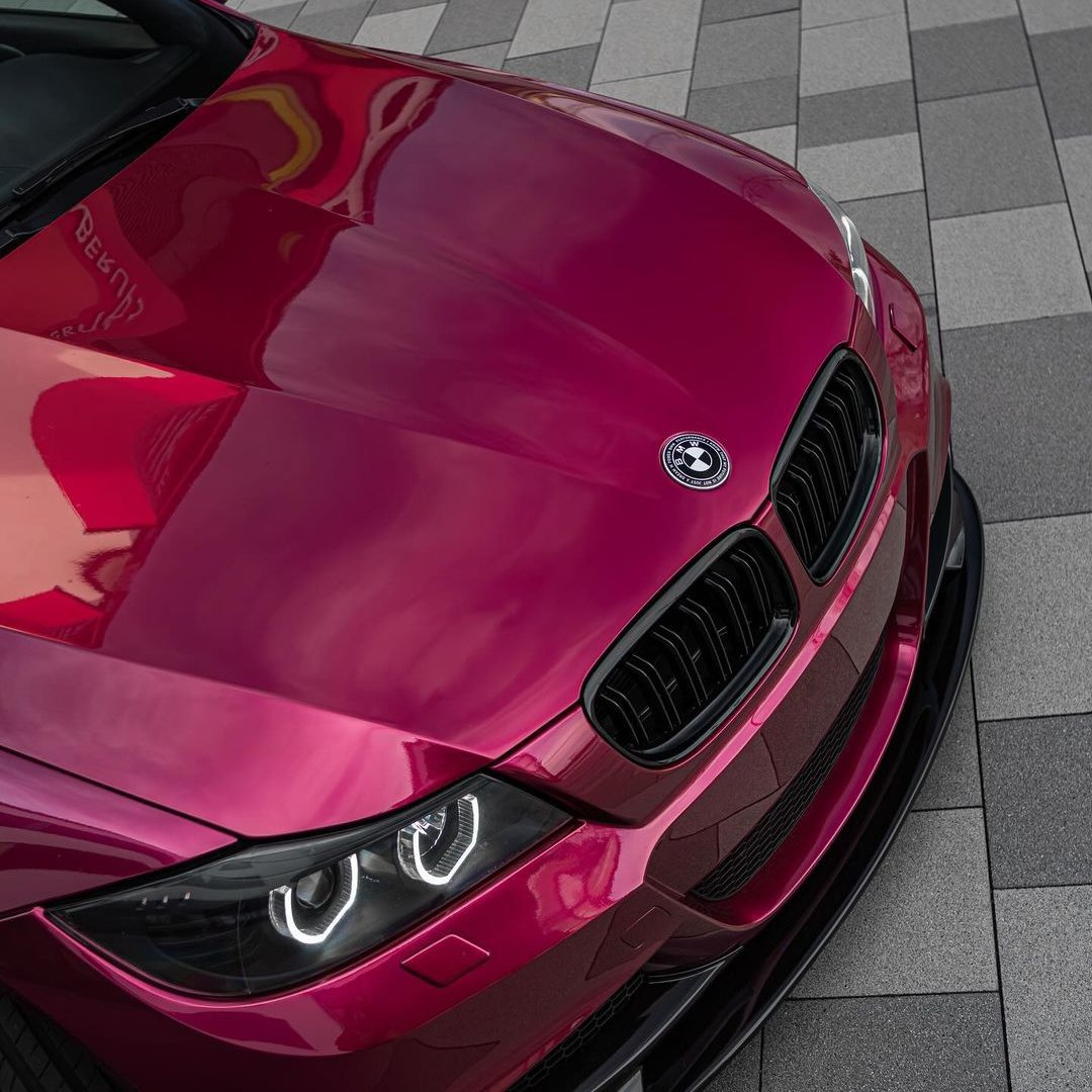 Close-up of a red BMW car 